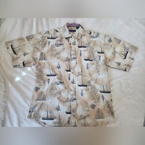 Puritan Beige Nautical Print Aloha Shirt